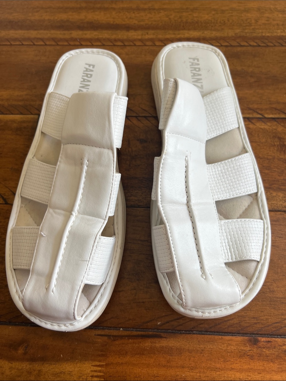 Faranz White Women's Slide Sandals with Cushioned Straps Size 12